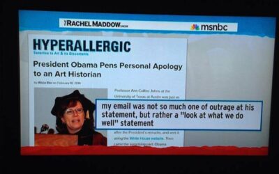 “Obama Pens Apology to an Art Historian” for Hyperallergic Featured on The Rachel Maddow Show + Hardball with Chris Matthews [TV]