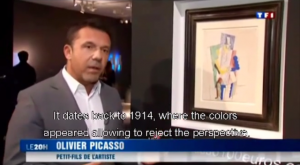 Olivier Picasso speaks about his grandfather’s work of art, which is on sale for $135 a ticket. (screenshot via YouTube)