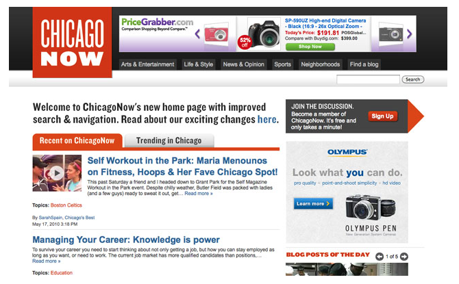 ChicagoNow in Mashable article “Five Innovative Websites That Could Reshape the News”
